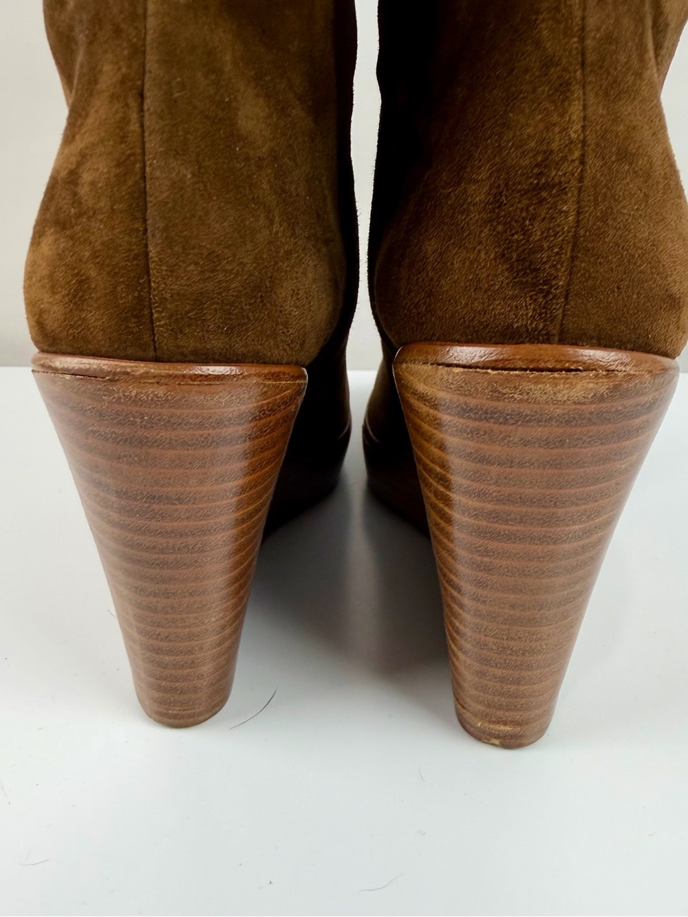 Christian Louboutin Chestnut Suede Knee Boots with Gold Button Detail - Picture 6 of 14